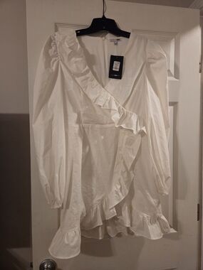 Fashion Nova White Ruffle-Around Mini Dress